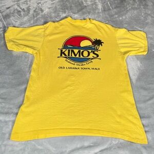 Vintage Crazy Shirts Hawaii Kimos Restaurant T Shirt Mens L Slim Fit 80s READ